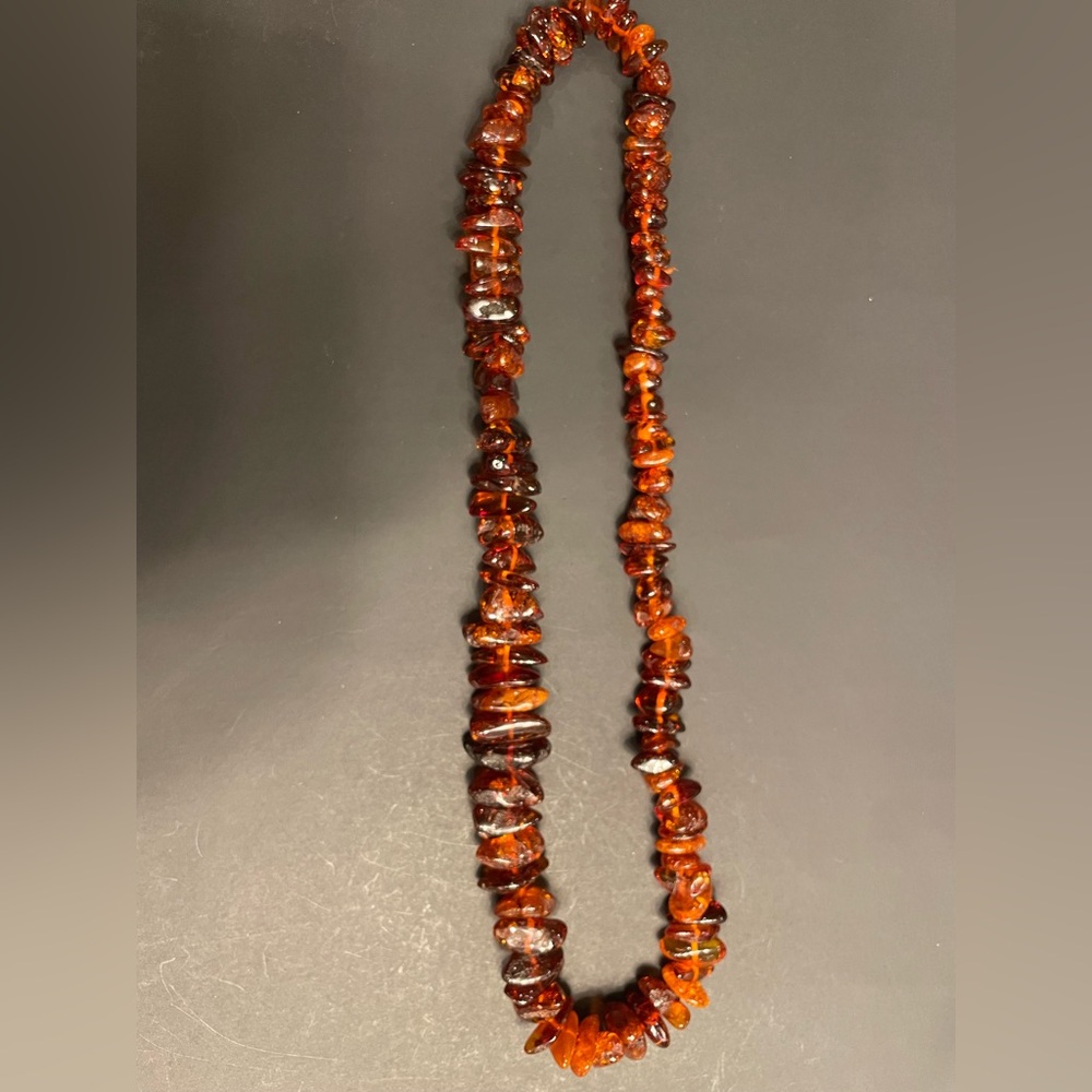 VINTAGE BALTIC AMBER NUGGET BEAD NECKLACE- BOHO